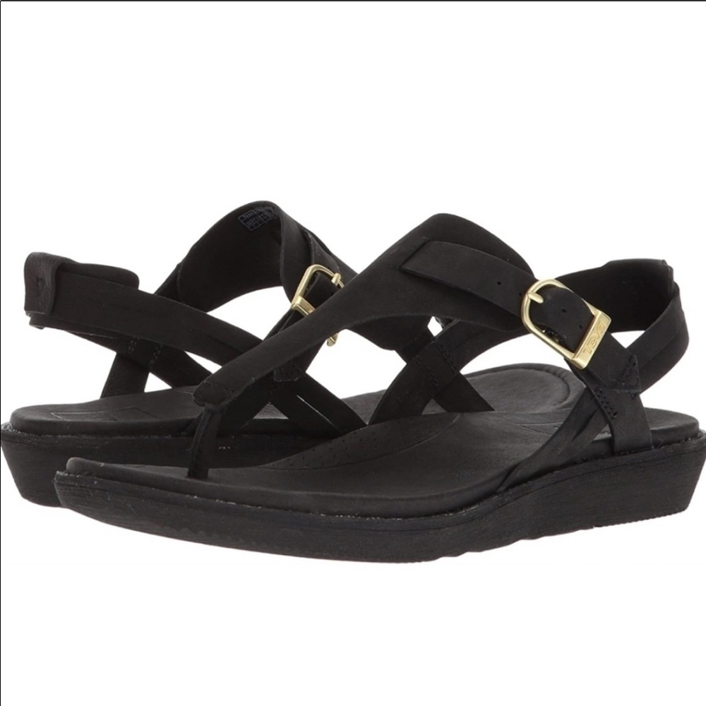 Teva Encanta Thong Sandal Black on Black, Size 9.